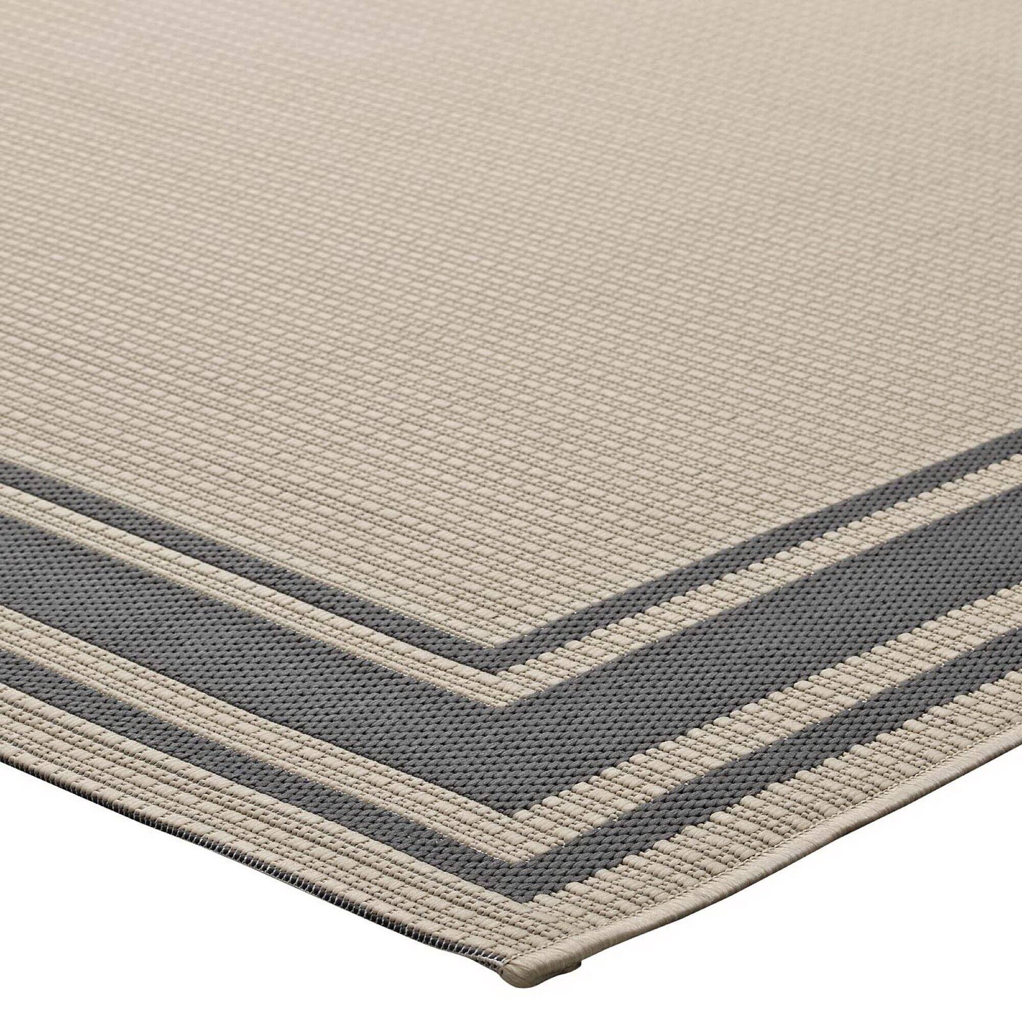 Alt View 2. Modway - Rim Solid Border Indoor and Outdoor Area Rug - Gray and Beige.