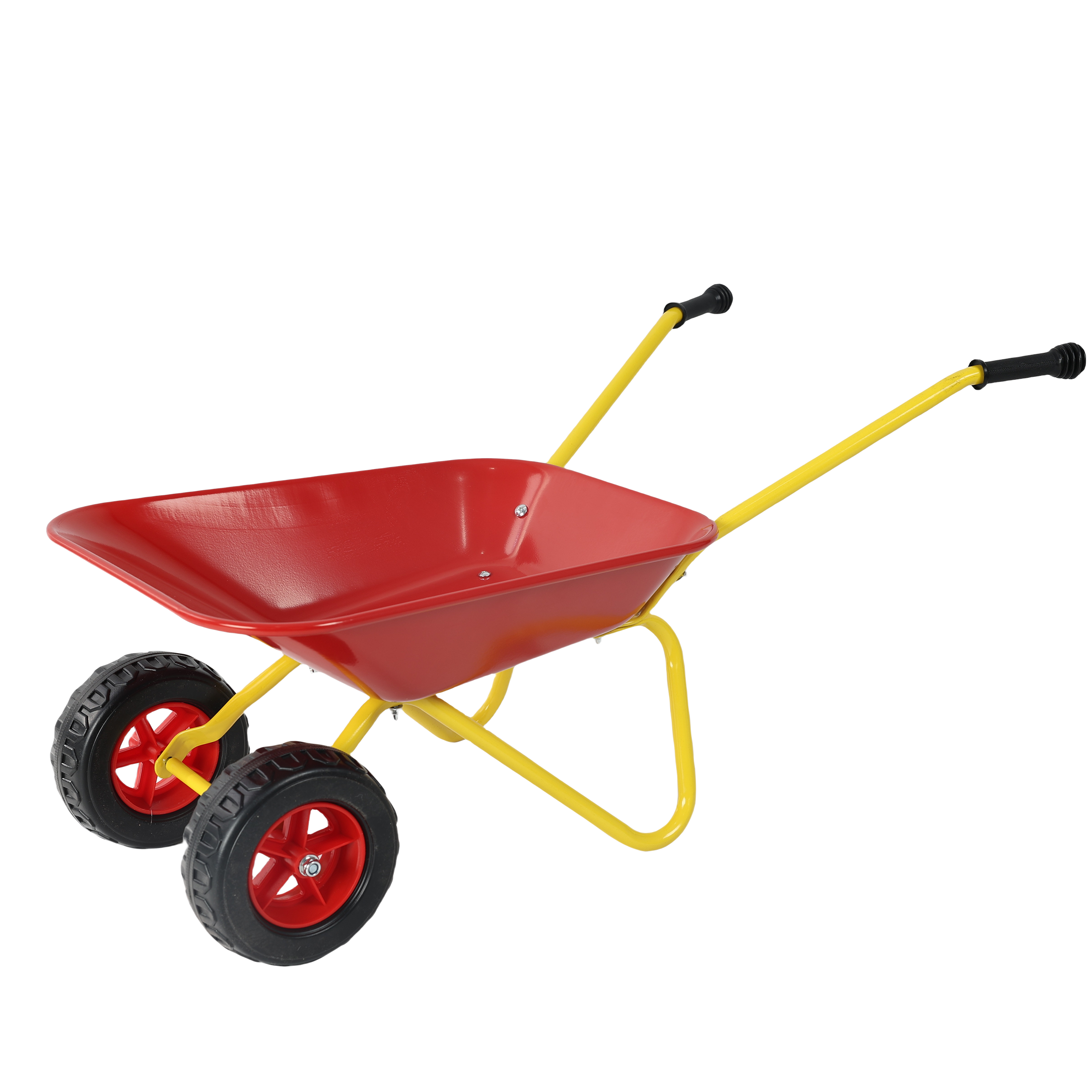 Left. APRILSOUL - Heavy vehicle metal structure two-wheeled trolley steel pallet can be used in gardens loading leaves soil sand etc red - Red.