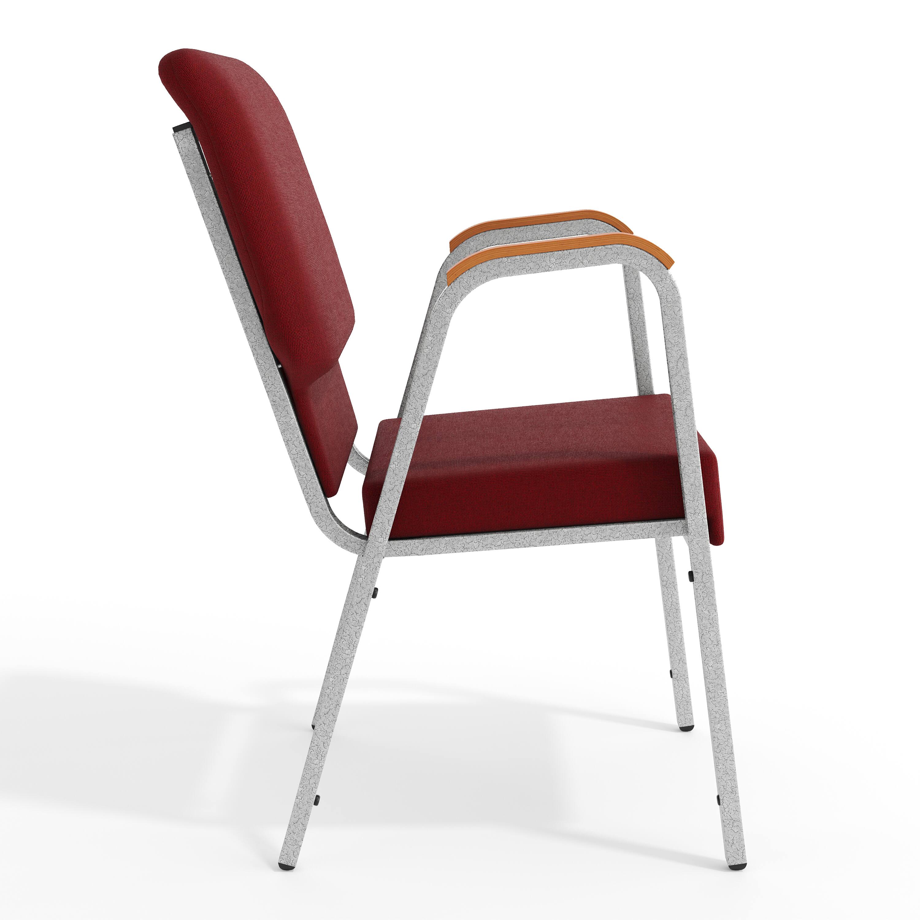 Alt View 8. Emma + Oliver - 21" Stackable Church Chair with Arms - Burgundy Fabric/Silver Vein Frame.