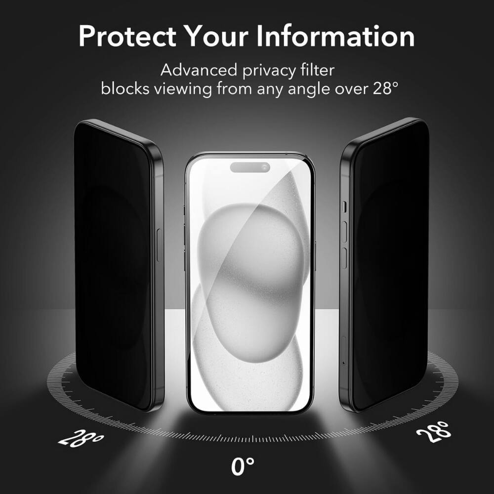 Protect Your Information Advanced privacy filter blocks viewing from any angle over 28°