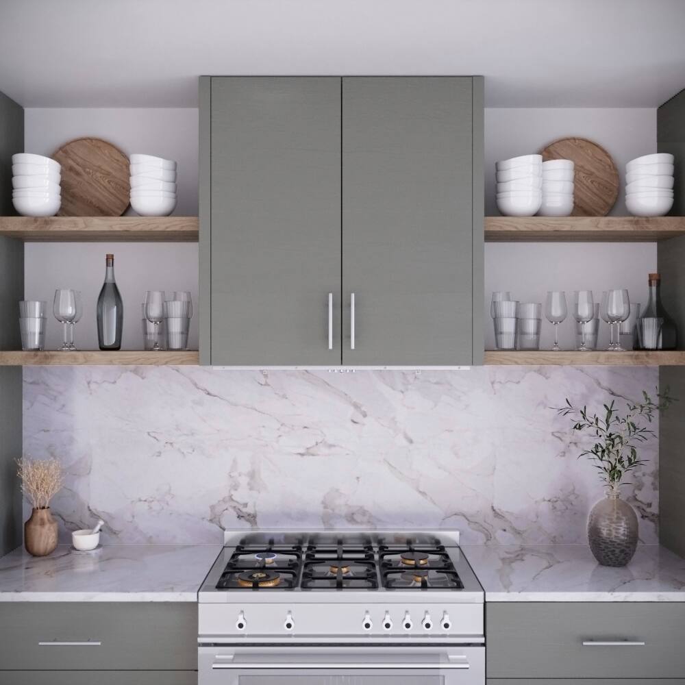 Left. Streamline - 36 in. Torricelli Ductless Insert 350 CFM Range Hood, Baffle Filters, Push Button Control, LED Lights - Brushed Stainless Steel.