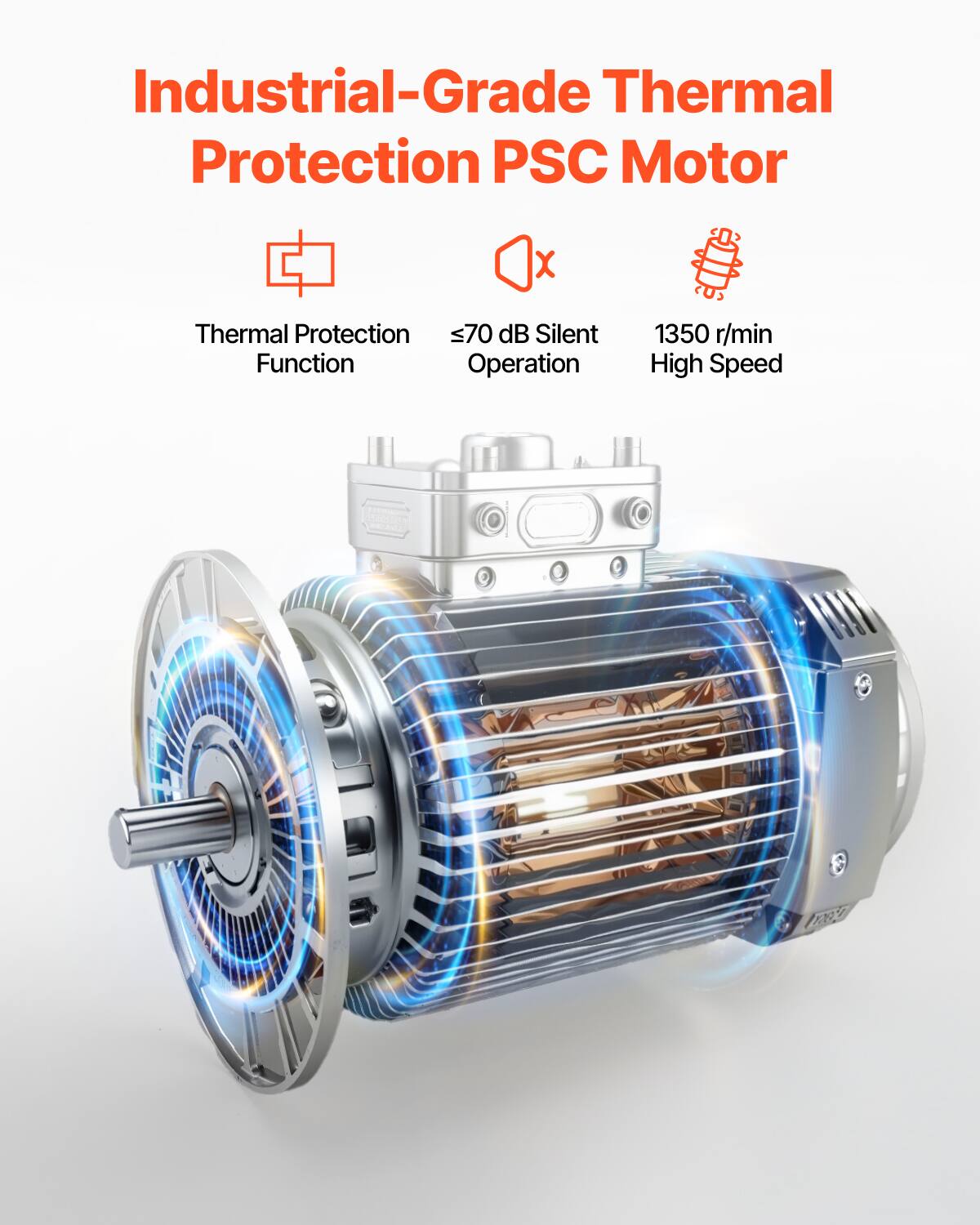 Industrial-Grade Thermal Protection PSC Motor

- Thermal Protection Function
- ≤70 dB Silent Operation
- 1350 r/min High Speed