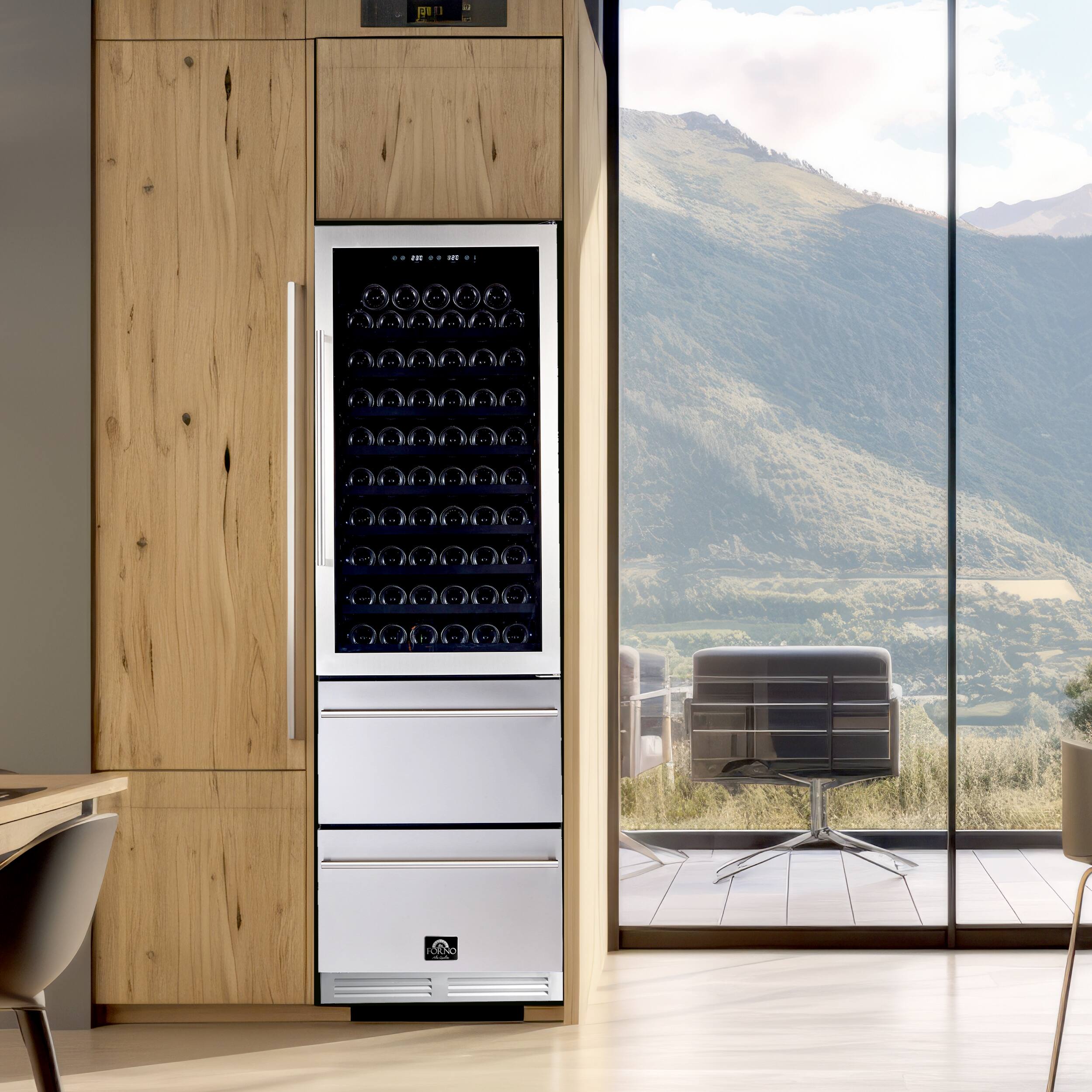 Alt View 7. Forno Appliances - Azienda Dual Zone Convertible 108-Bottle Wine Cooler - Stainless steel.