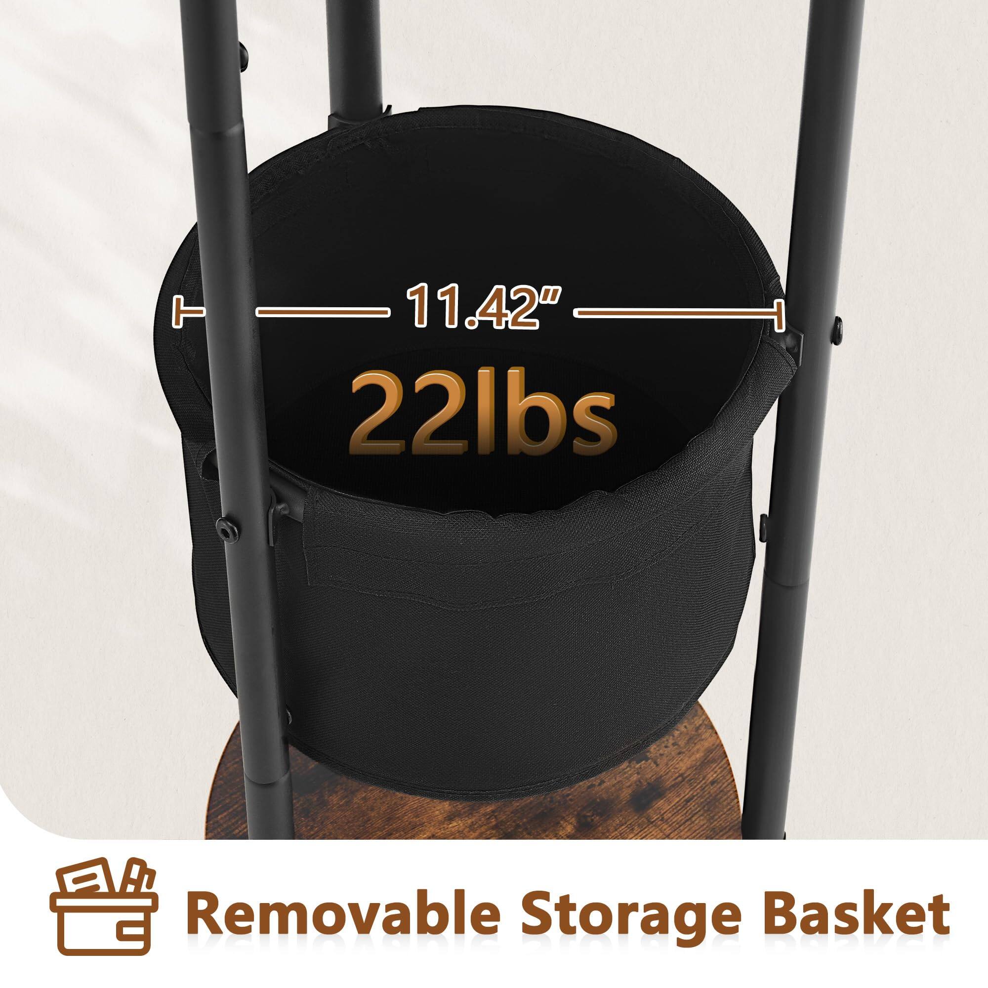 11.42"  
22 lbs  
Removable Storage Basket