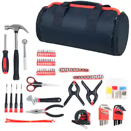 Stalwart - 86PC Household Hand Tool Set with Roll-Up Bag Tool Kit with Screwdrivers, Pliers, Wrenches, and More - Black