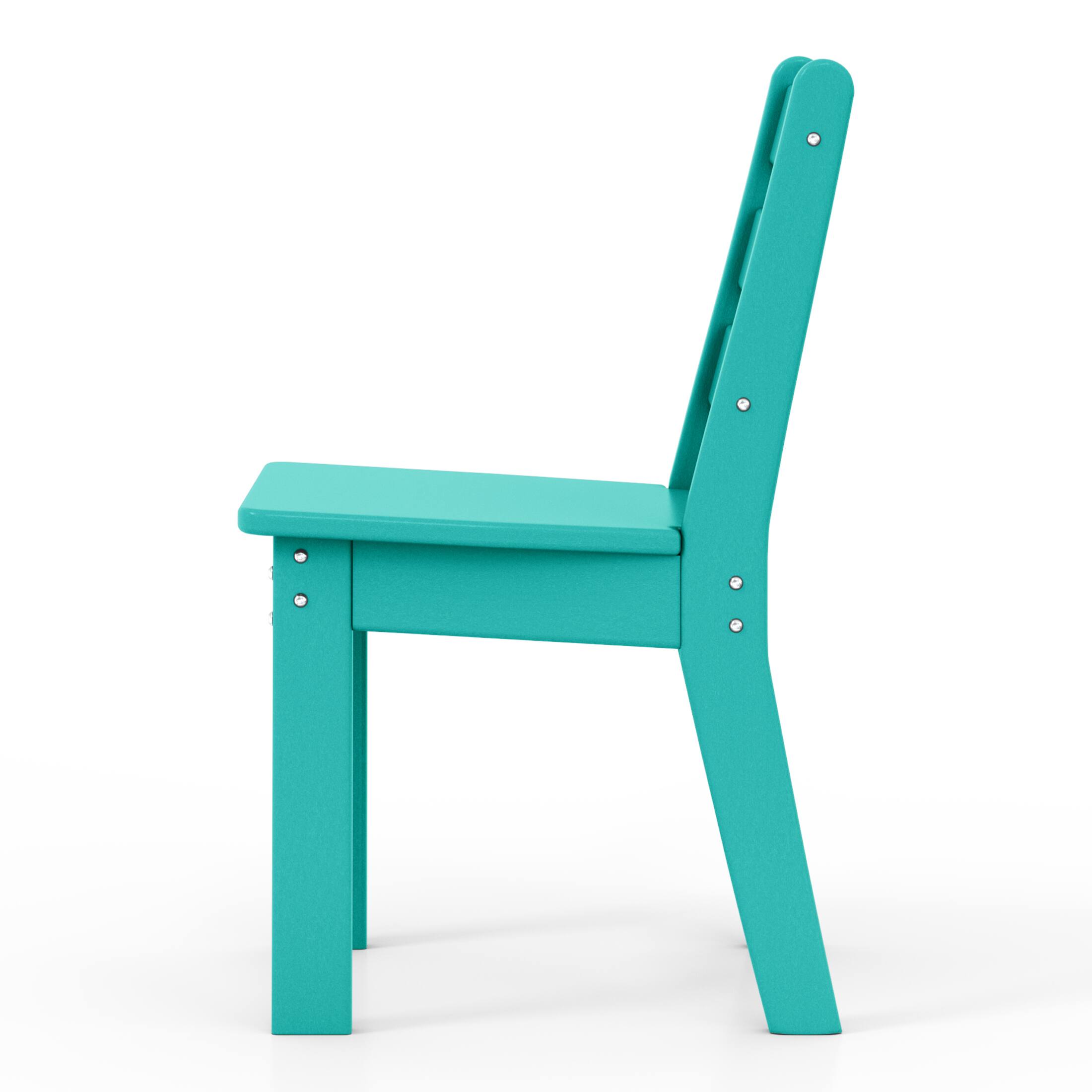 Alt View 3. WestinTrends - WestinTrends Treehouse Outdoor HDPE Kids Plastic Toddler Dining Chair (Set of Two) - Turquoise.