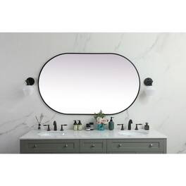 Elegant Decor - Metal Frame Oval Mirror 36x60 Inch - Black