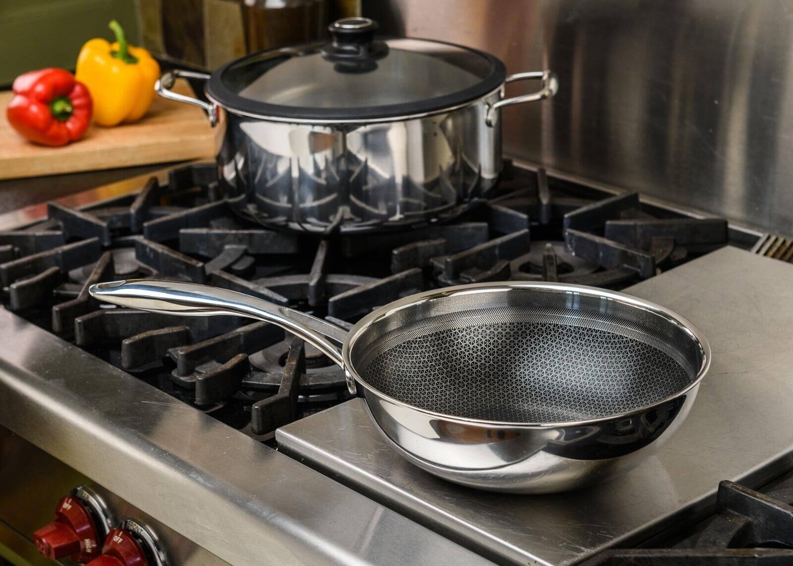 Alt View 1. Frieling - Black Cube 9-1/2 Inch 2.5 Quart Stainless/Nonstick Hybrid Chef's Pan - Silver.