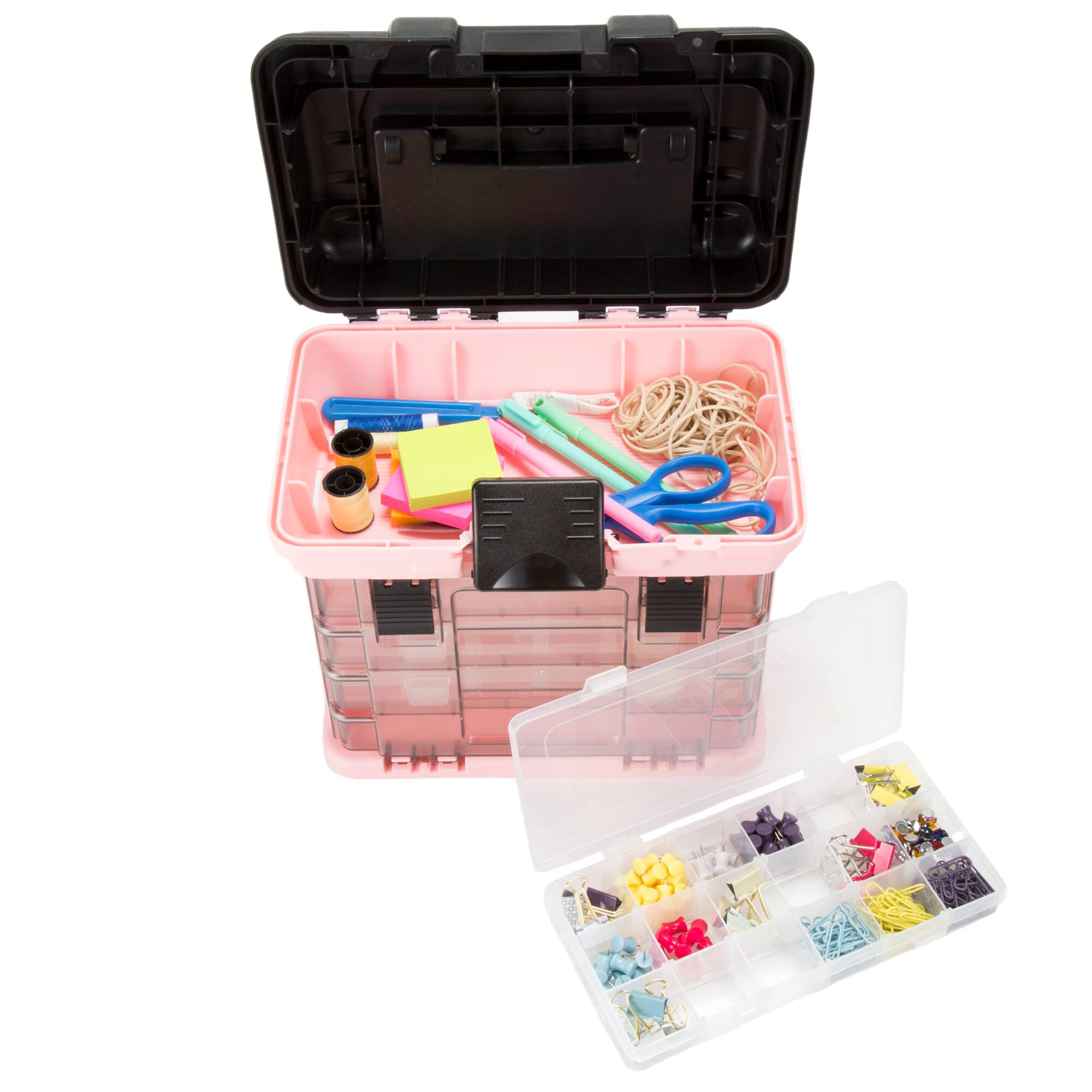 Alt View 2. Stalwart - Small Parts Organizer Tool Box - Pink.