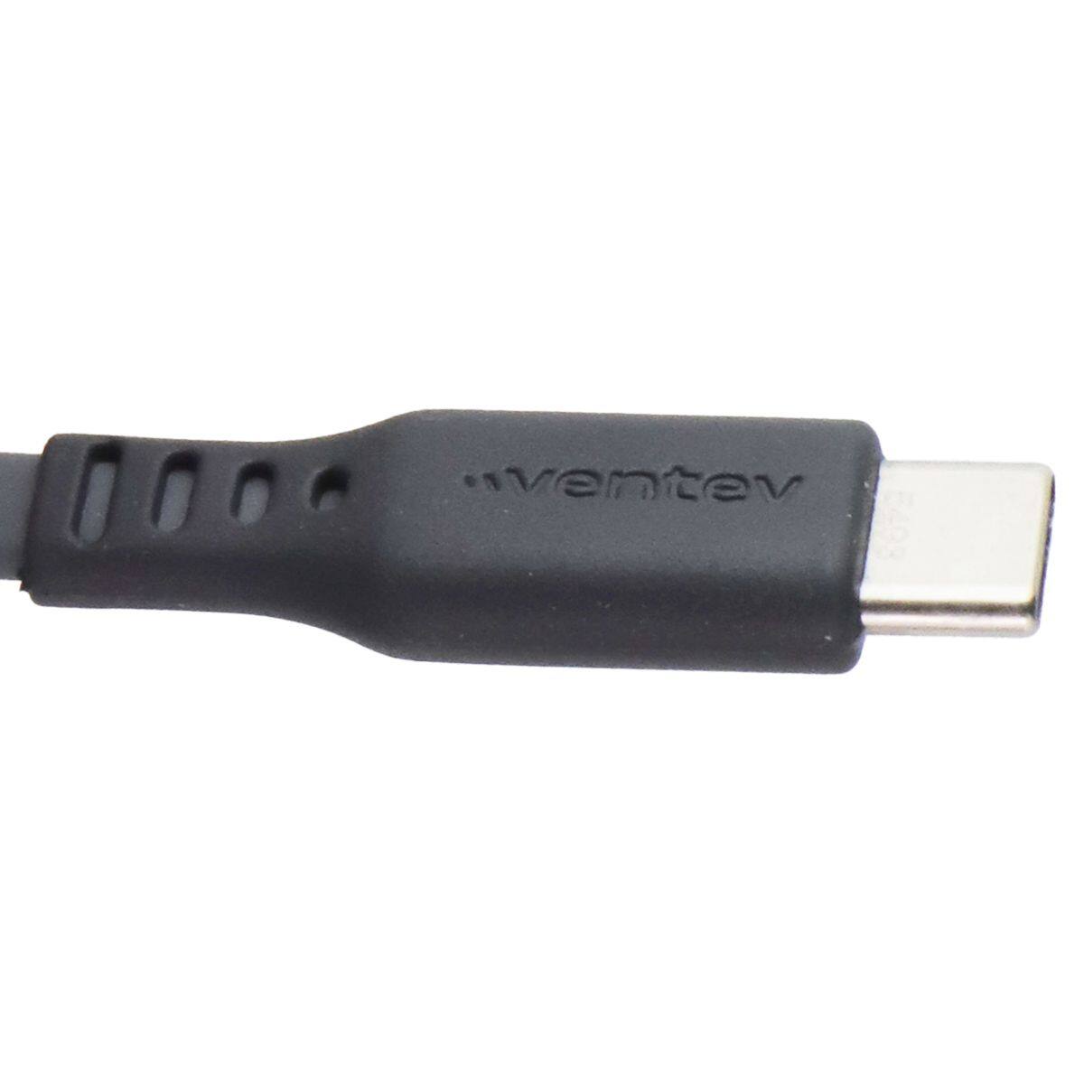 Front. Ventev - 3.3-Foot USB-C to USB-C High Speed Tangle-Free Flat Cable - Gray - Gray.