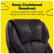 The image features a black leather chair with a deep cushioned headrest. The headrest provides ergonomic support when sitting up and comfort when reclining. The chair is designed to offer a comfortable and supportive seating experience.