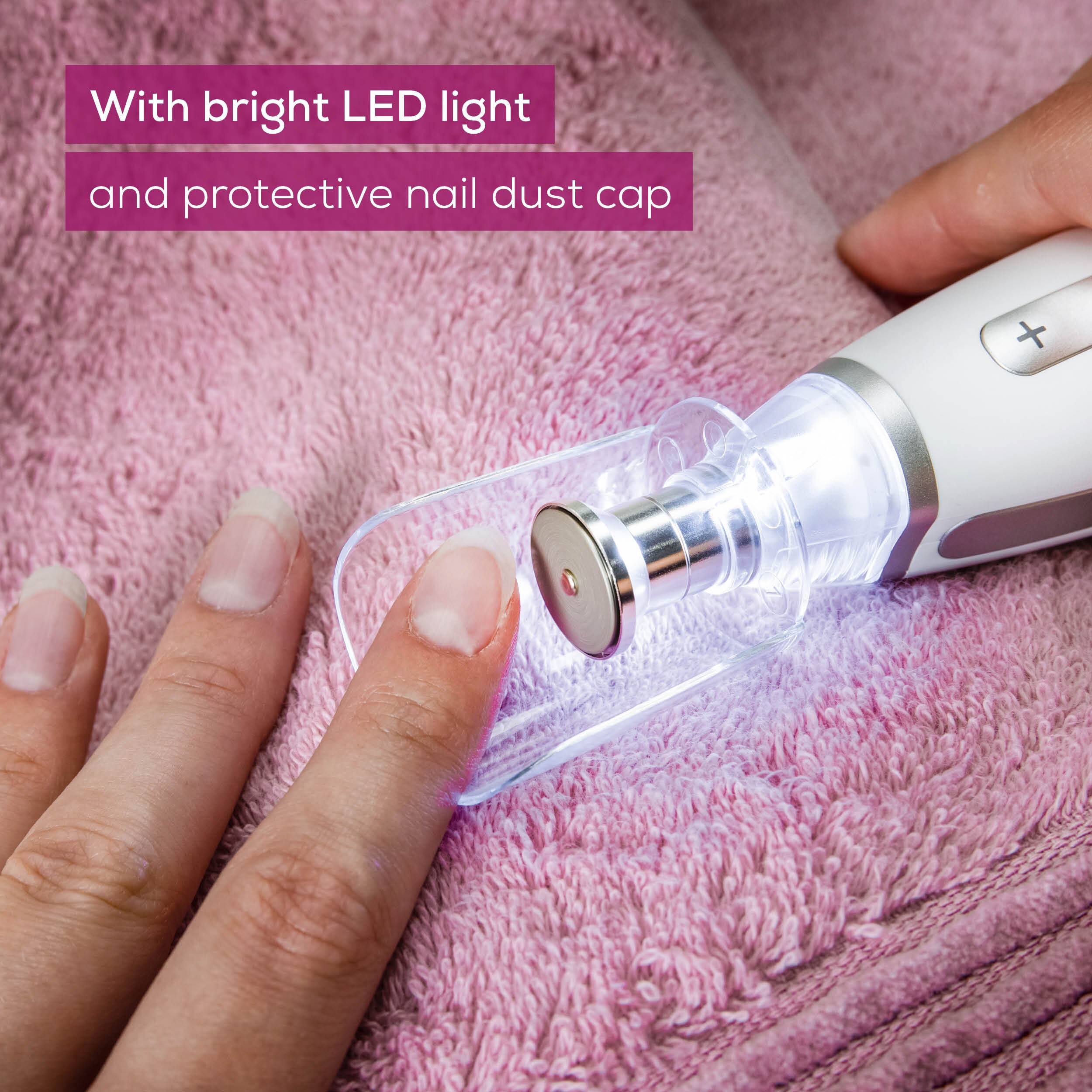 With bright LED light and protective nail dust cap