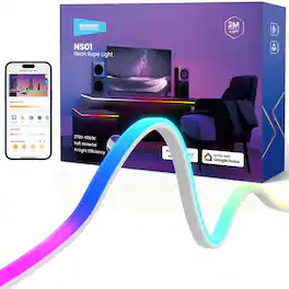 Neewer - 10ft Front-Lit Smart Neon LED Strip - App Controlled RGB Cuttable Rope Light for Room Decor