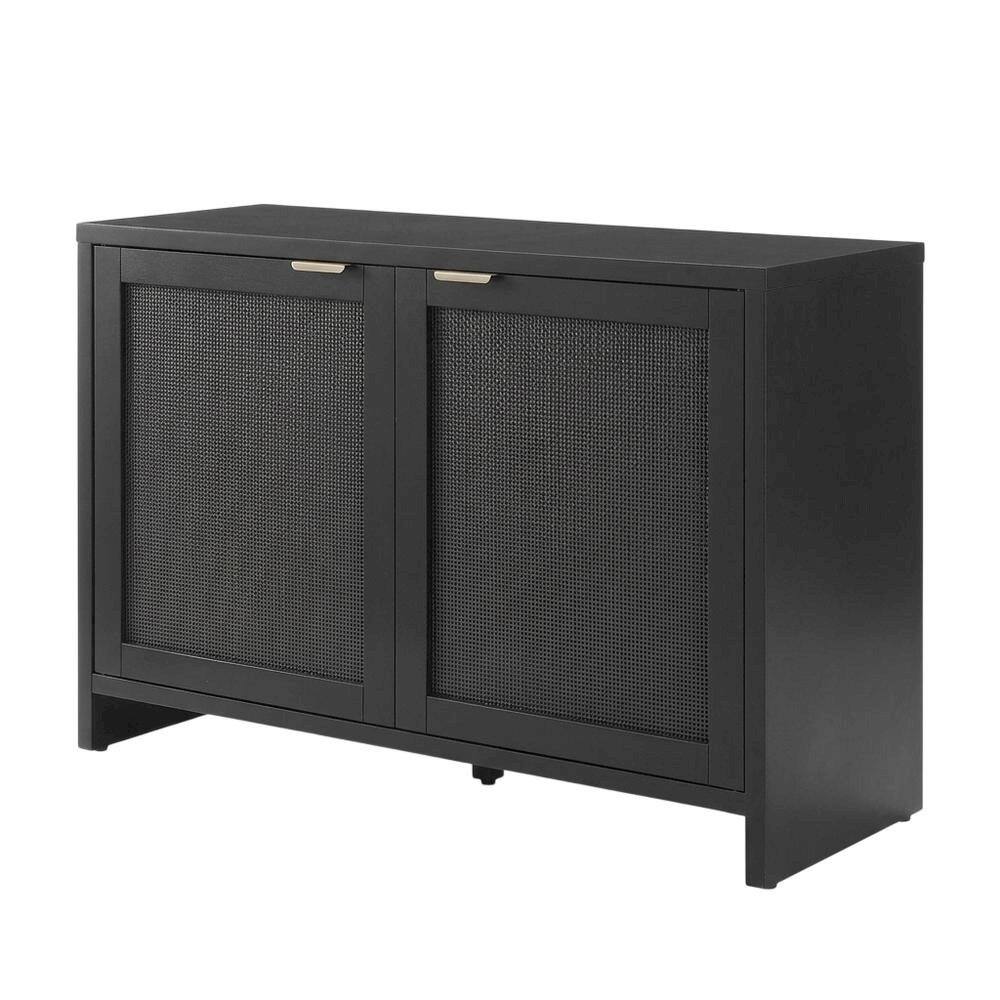 Left. FurniFact - Vintage Style Record Player Cabinet with Vinyl Storage for Entertainment Centers - Black.