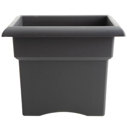 Front. Bloem - Charcoal 18" - Veranda Deck Box Sq Planter.