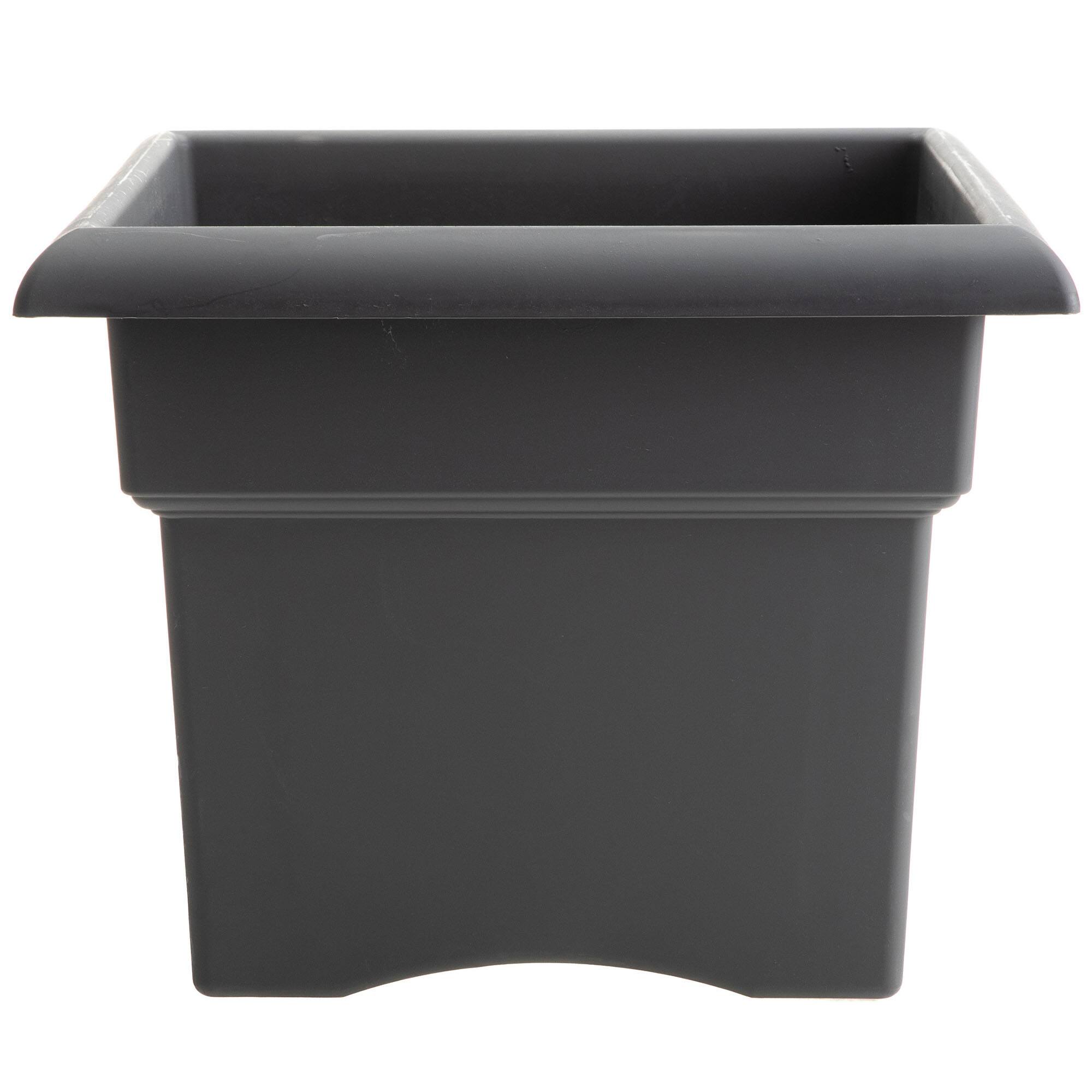 Front. Bloem - Charcoal 18" - Veranda Deck Box Sq Planter.