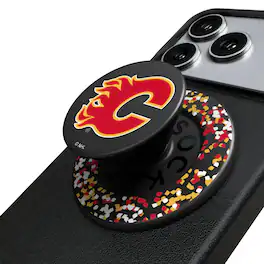 Keyscaper - Calgary Flames Confetti Magnetic Phone Grip & Stand - No Size - Black