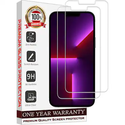 CUSTOMER 100% SATISFACTION GUARANTEE PREMIUM Zero Bubble GLASS Scratch Resistant 9H 9H Hardness PROTECTION ONE Ultra Crystal 99.99% Clear YEAR SCREEN WARRANTY PROTECTOR PREMIUM QUALITY