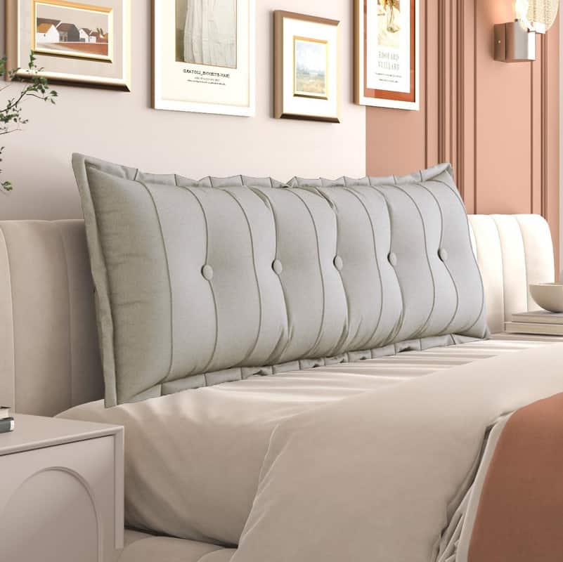 wowmax - Queen Headboard Pillow Soft Backrest Pillow for Sitting in Bed, Removable - White