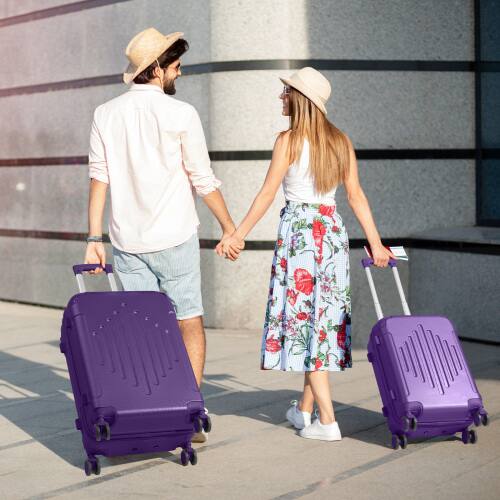 Alt View 8. Winado - 3 Piece 20" 24" 28" Carry On Luggage Set Spinner Wheels Trolley Hardside Suitcase Sets with TSA Lock for Travel Business - Purple.