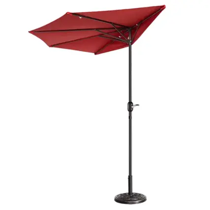 Alt View 11. Nature Spring - 9-Foot Half Round Patio Umbrella - Red.