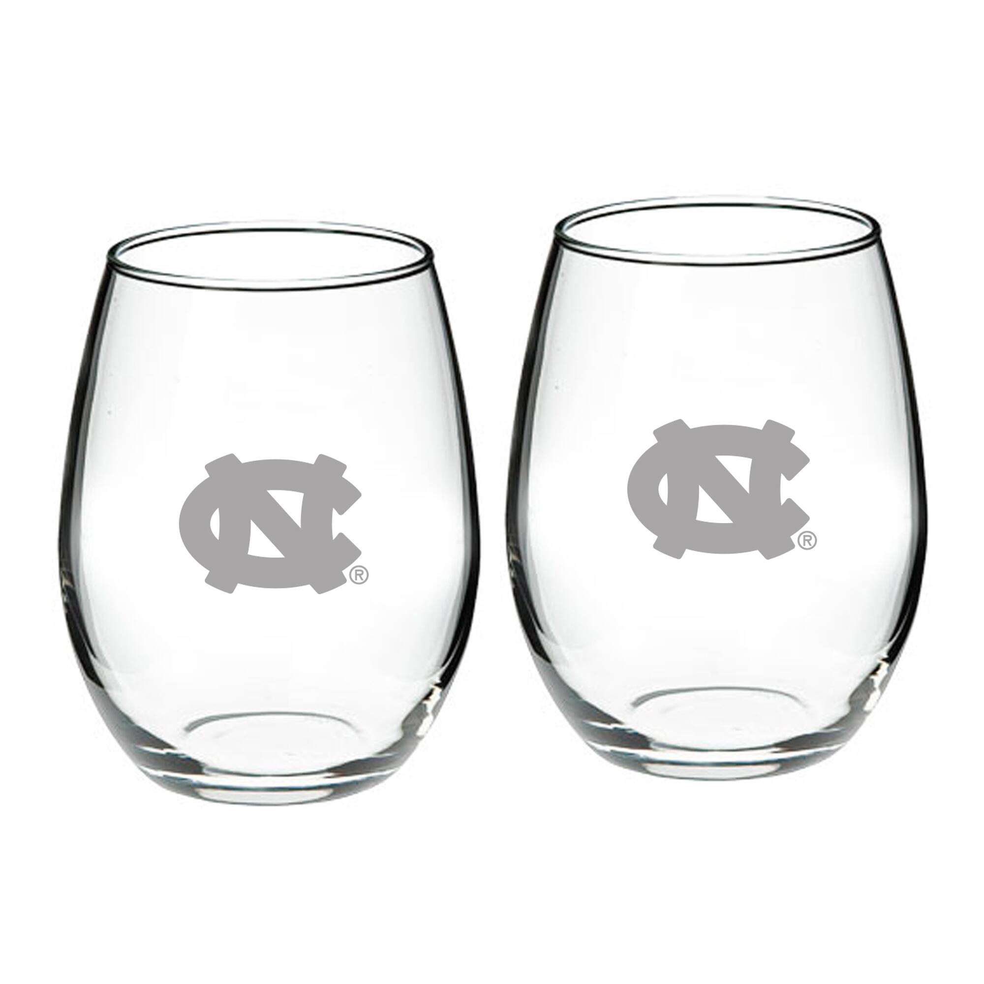 Front. Jardine - North Carolina Tar Heels 21oz. 2-Piece Stemless Wine Glass Set - Multicolor.