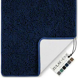 Zulay Kitchen - Zulay Home Soft Shaggy Bathroom Rug - Ultra Absorbent Bath Mats for Bathroom Non Slip Carpet - Midnight Blue