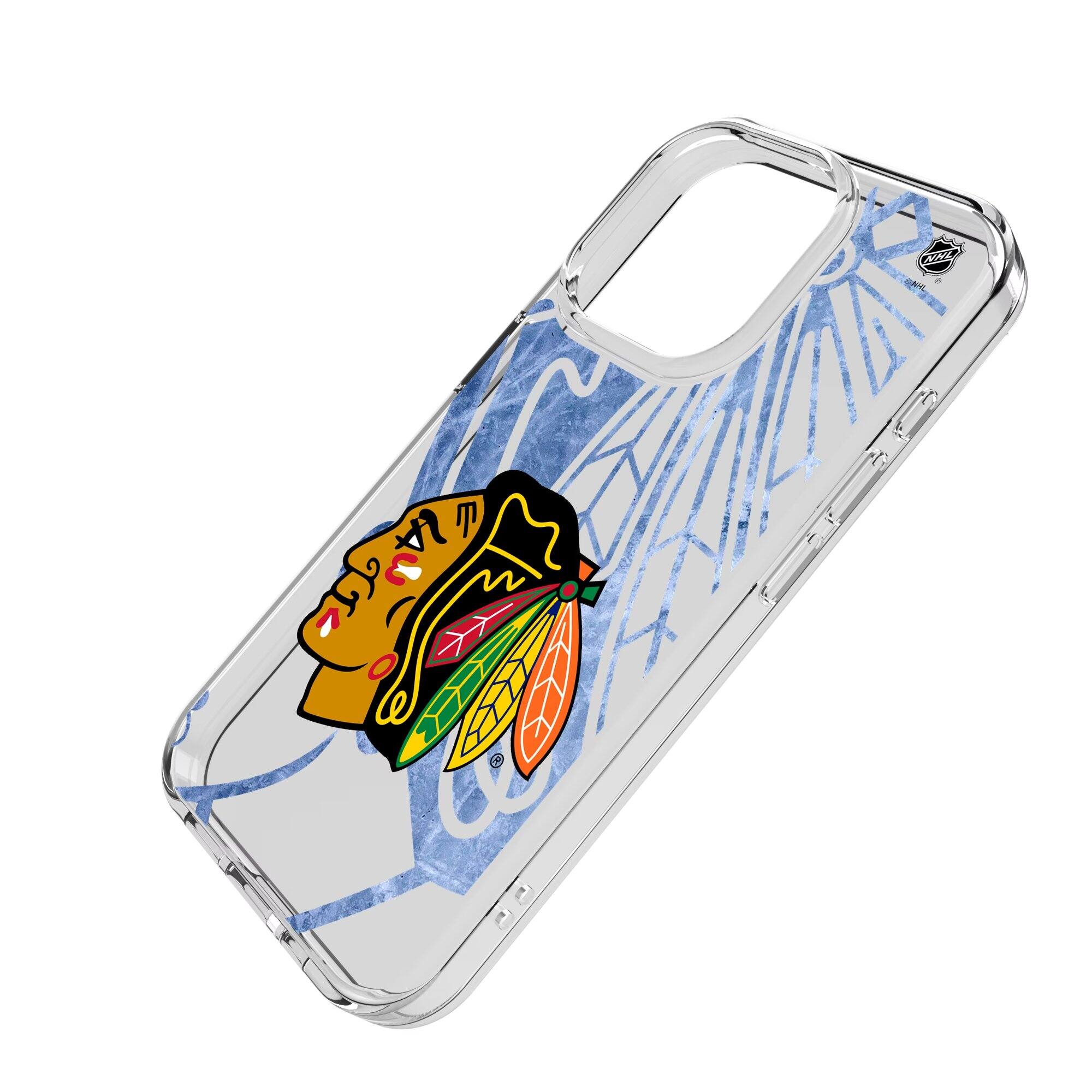 Alt View 1. Keyscaper - Chicago Blackhawks iPhone Clear Ice Case - 16 Plus - Multicolor.