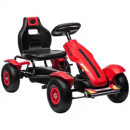 Front. Aosom - Kids Pedal Go Kart, Adjustable Seat, Sharp Handling, Handbrake, 4 Non-Slip Rubber Wheels, Ages 5-12.