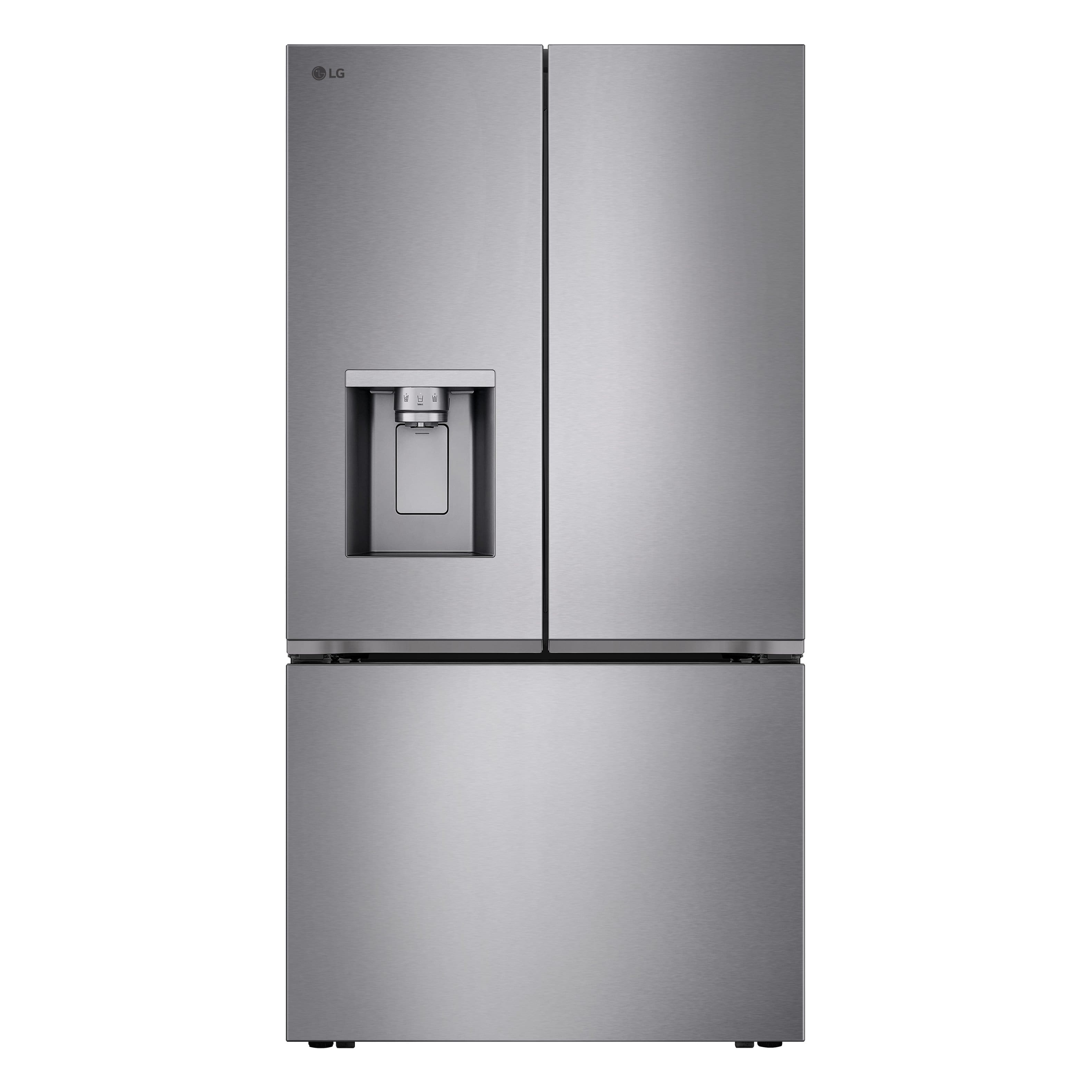 Front. LG - 36-in Wide Counter-Depth MAX 23.7 Cu. Ft. 3-Door Smart French Door Refrigerator with Zero Clearance Hinge System - PrintProof Stainless Steel Look.