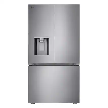 Front. LG - 36-in Wide Counter-Depth MAX 23.7 Cu. Ft. 3-Door Smart French Door Refrigerator with Zero Clearance Hinge System - PrintProof Stainless Steel Look.