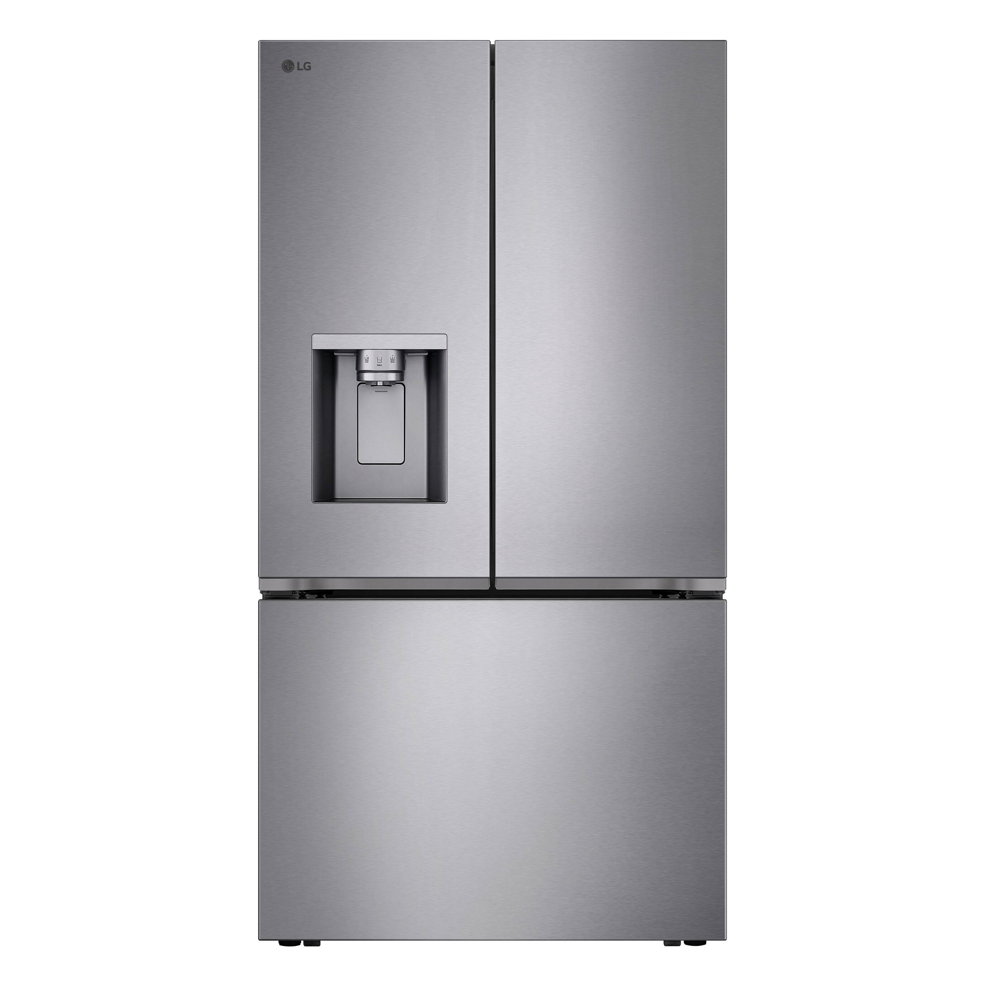 Front. LG - 36-in Wide Counter-Depth MAX 23.7 Cu. Ft. 3-Door Smart French Door Refrigerator with Zero Clearance Hinge System - PrintProof Stainless Steel Look.