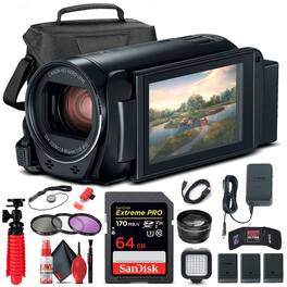 Canon - VIXIA HF R800 Camcorder (Black) (1960C002) + 64GB Card + Case + More