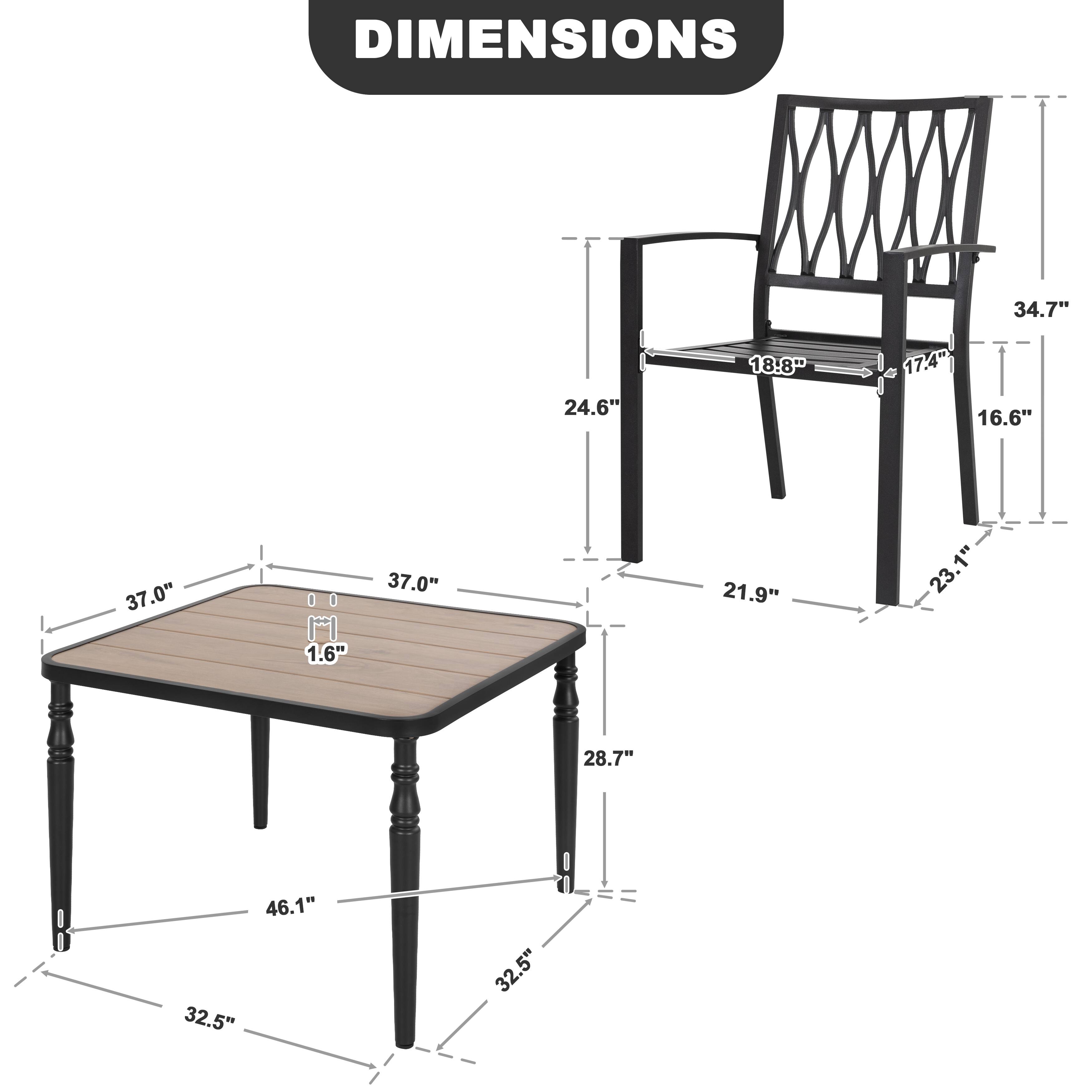 DIMENSIONS  
34.7"  
24.6"  
18.8"  
17.4"  
16.6"  
37.0"  
37.0"  
21.9"  
23.1"  
1"  
1.6"  
28.7"  
46.1"  
32.5"  
32.5"