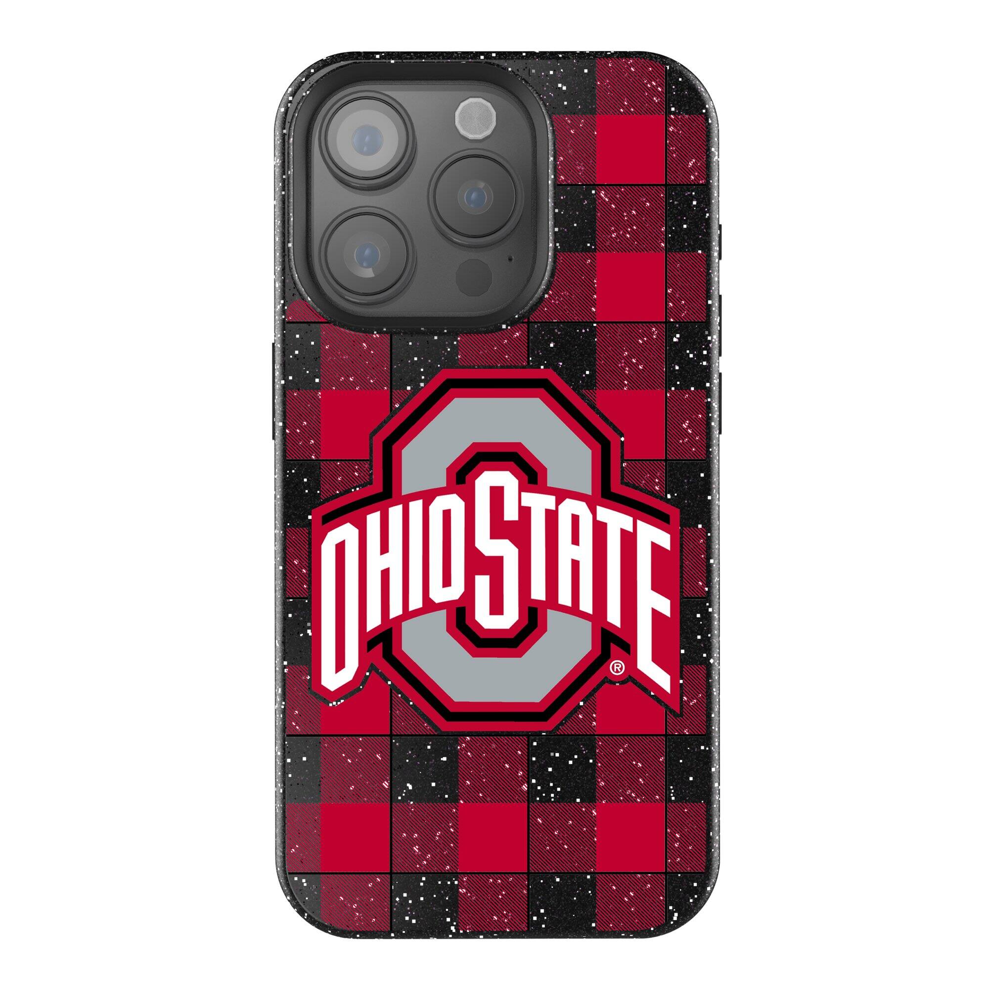 Front. Keyscaper - Ohio State Buckeyes Plaid Bling iPhone Case - 14 - Black.