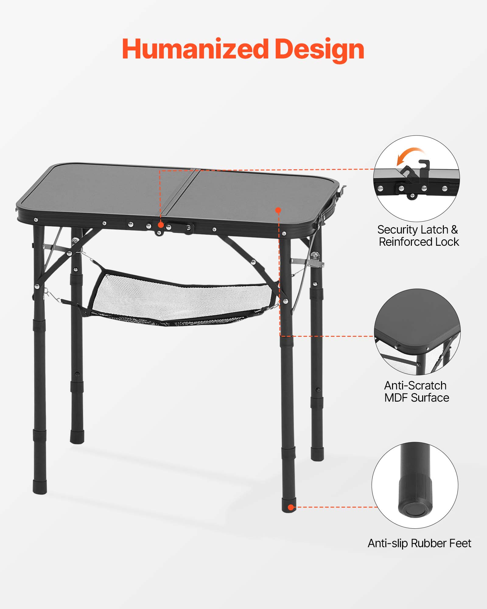 Humanized Design

- Security Latch & Reinforced Lock
- Anti-Scratch MDF Surface
- Anti-slip Rubber Feet