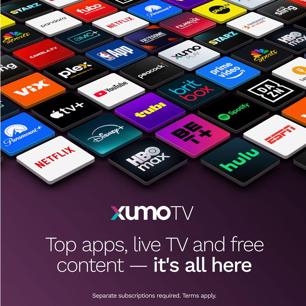 STARZ, fubo, Paramount+, Pluto TV, Sling, Pandora, Netflix, FlixFR, Sports, AMC+, AT&T, STARZ, HBO, Xumo, Plex, Peacock, Prime Video, Vix, YouTube, Brit Box, Apple TV+, Tubi, Spotify, Paramount+, Disney+, ESPN, Netflix, HBO, Hulu, Xumo TV, Top apps, live TV and free content — it's all here. Separate subscriptions required. Terms apply.