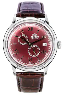 Orient - Bambino GMT Version 8 Leather Strap Dial Automatic RA-AK0705R10B RA-AK0705R30B Men's Watch - Red