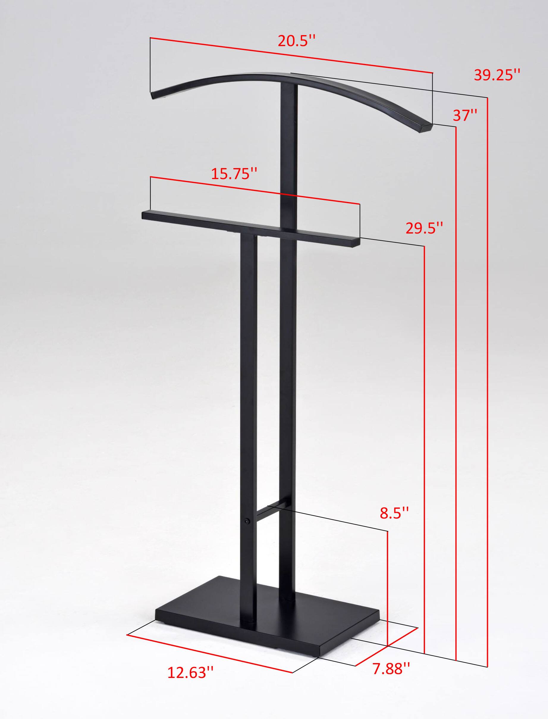 - 20.5"
- 39.25"
- 37"
- 15.75"
- 29.5"
- 8.5"
- 12.63"
- 7.88"