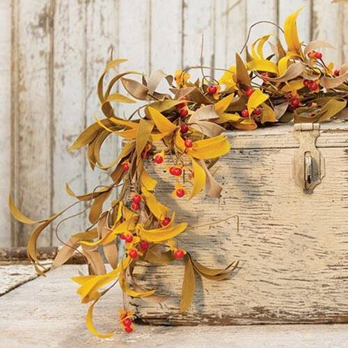 Angle. BreeBe - Fall Herbs & Bittersweet Garland - 4 Ft. - Green.