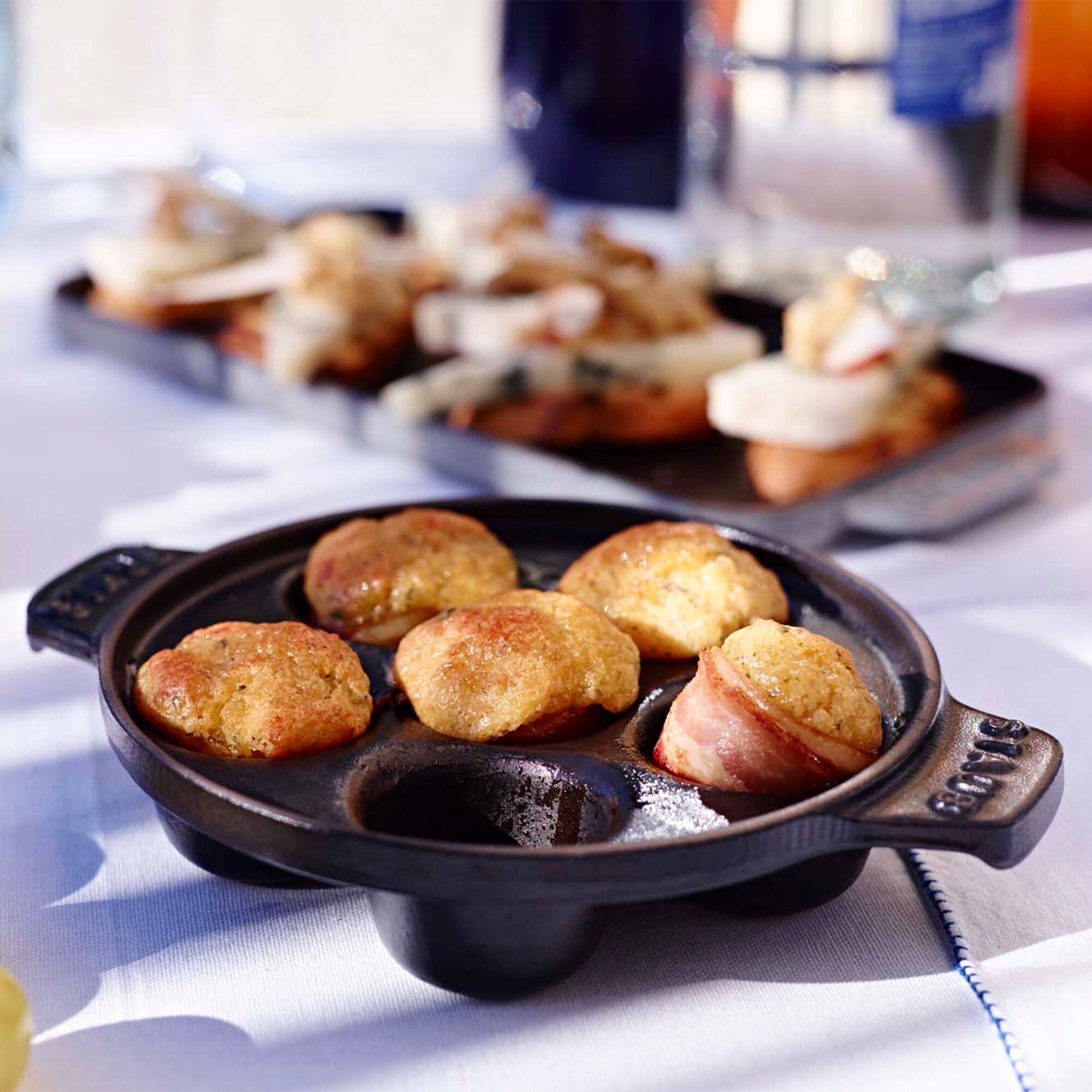 Alt View 1. Staub - Staub Cast Iron 5.75-inch Escargot Dish with 6 holes - Matte Black - Matte Black.