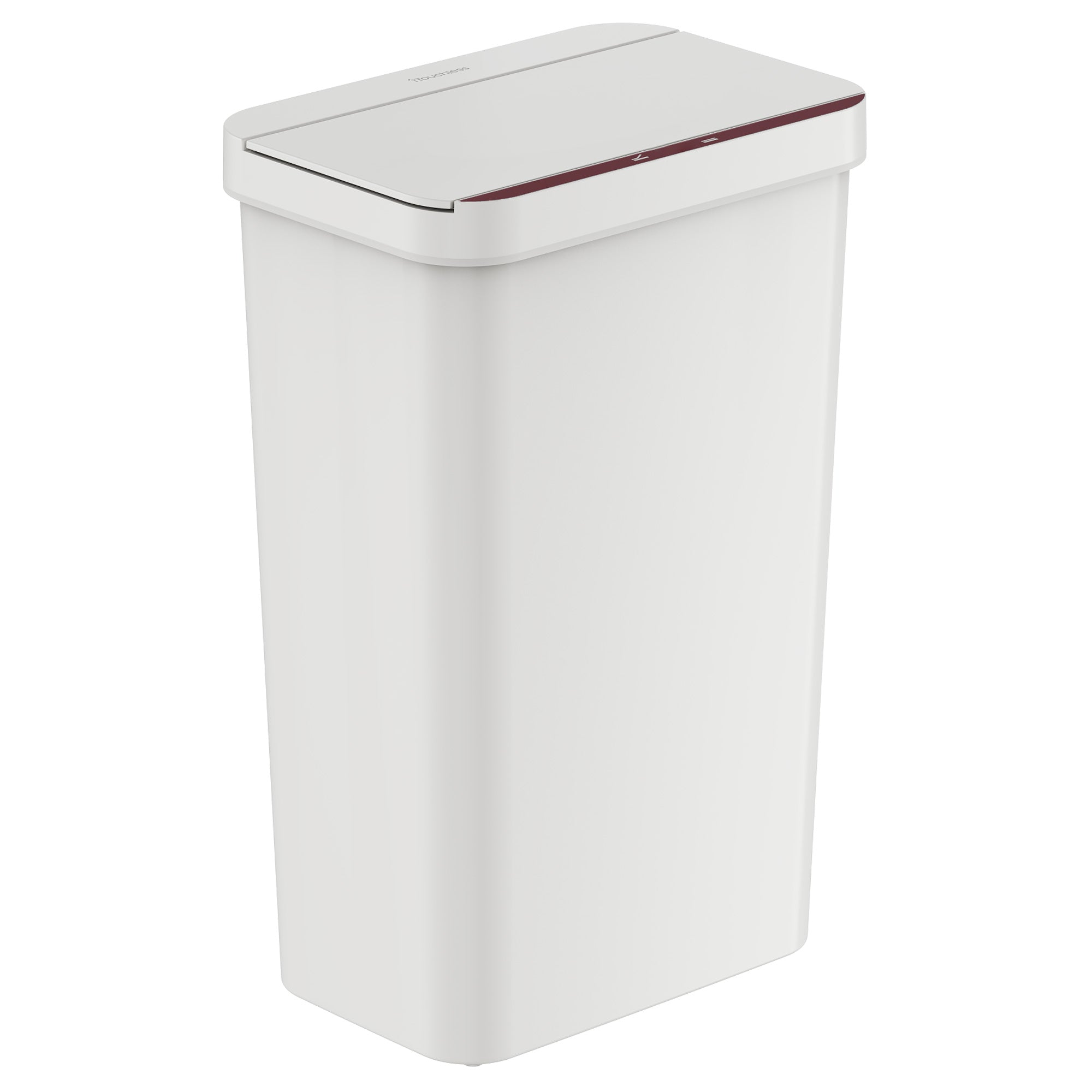Front. iTouchless - 13.2 Gallon Plastic Sensor Kitchen Trash Can - White.