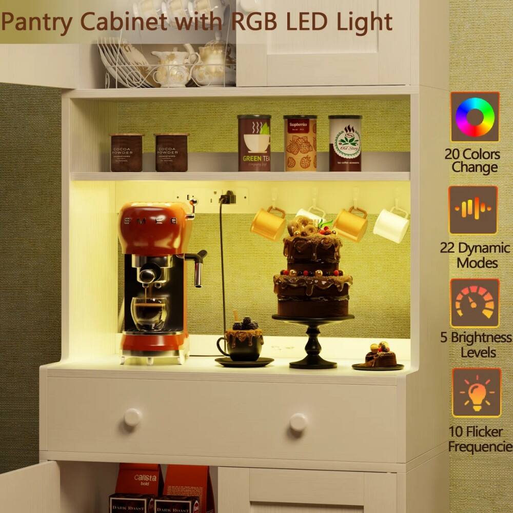 Pantry Cabinet with RGB LED Light

- 20 Colors Change
- 22 Dynamic Modes
- 5 Brightness Levels
- 10 Flicker Frequencies
