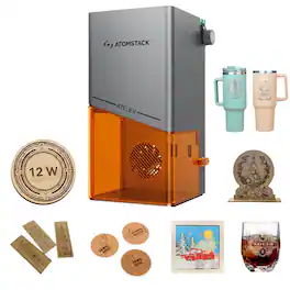 AtomStack - Atelier Portable Laser Engraver and Cutter - 12 W - Engraving and Cutting - Mini - Wood Paper Leather Cardboard etc