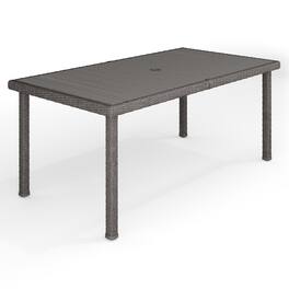 Martha Stewart - Bedford 71" Outdoor Rattan Wicker Patio Table with Engineered Wood Top - Gray