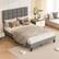 Alt View 1. Costway - Full Size Bed Frame Modern Linen Fabric Upholstered Platform Bed with Headboard - Gray.
