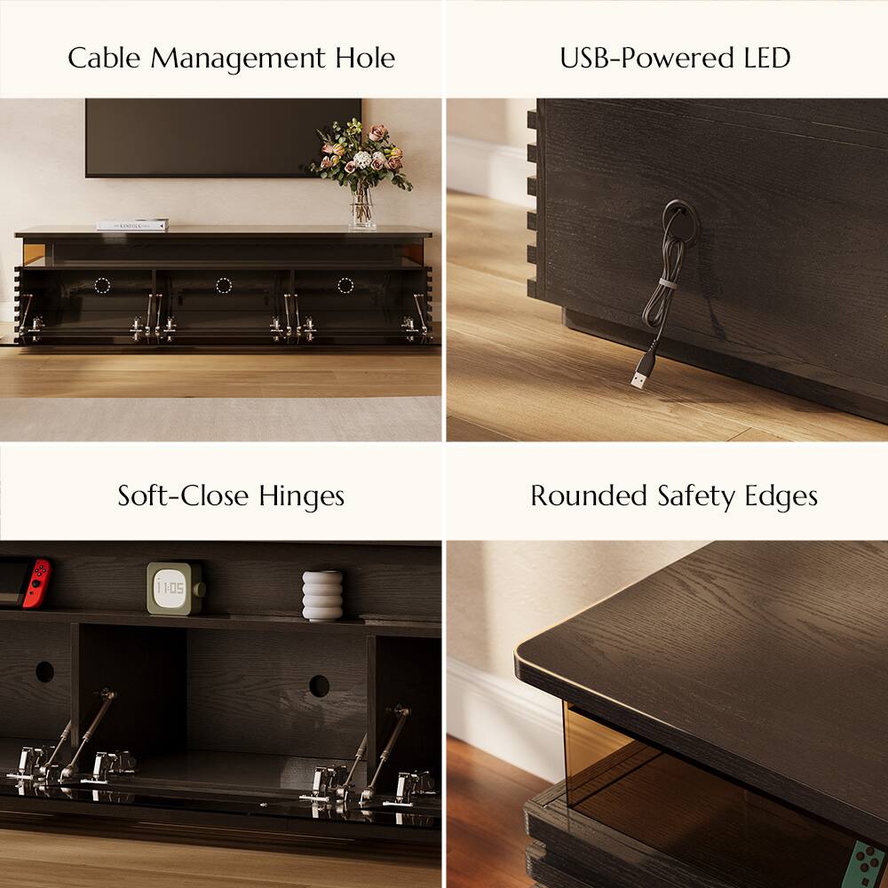 Cable Management Hole  
USB-Powered LED  
Soft-Close Hinges  
Rounded Safety Edges