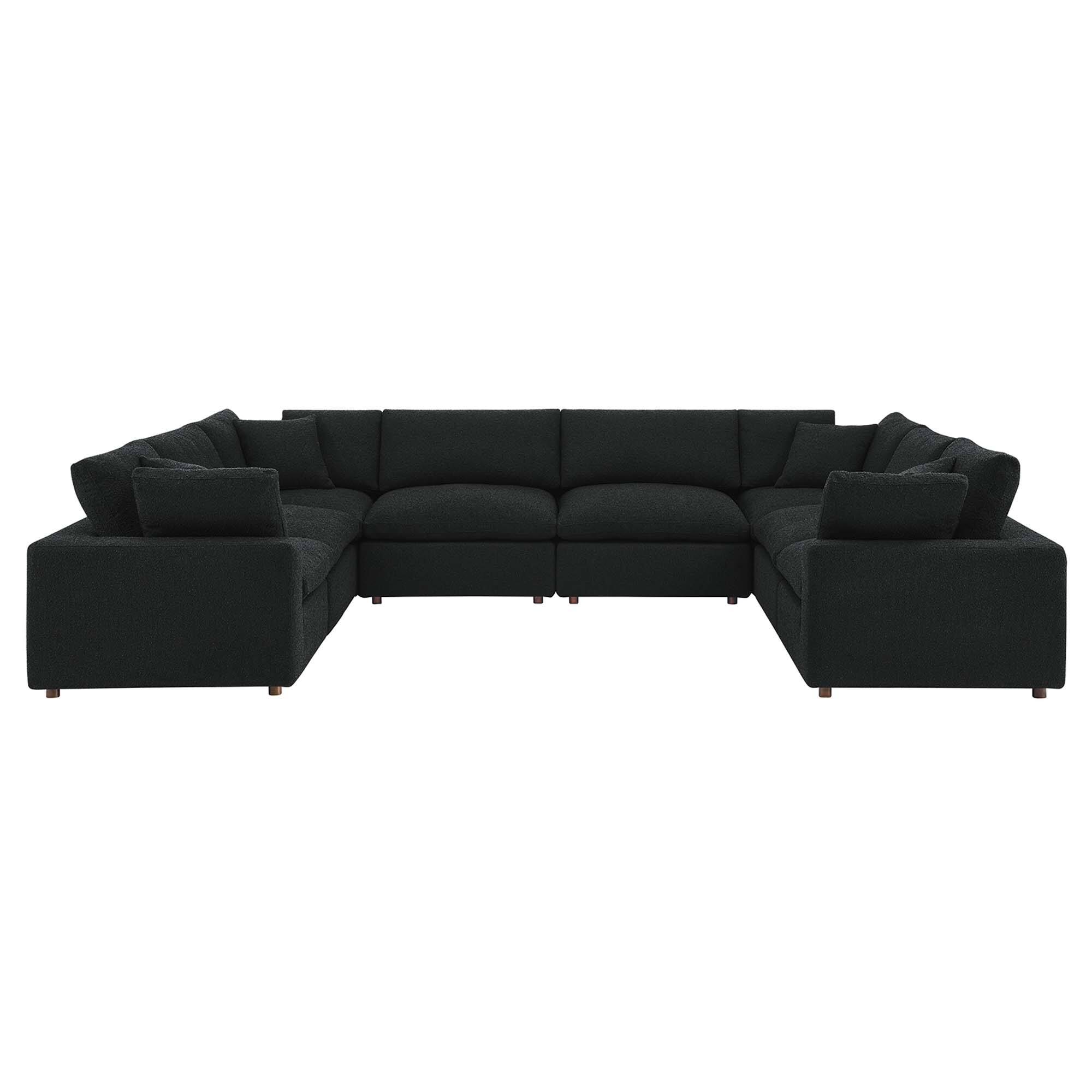 Front. Modway - Commix 8-Piece Down Filled Overstuffed Boucle Fabric Sectional Sofa by Modway - Black.