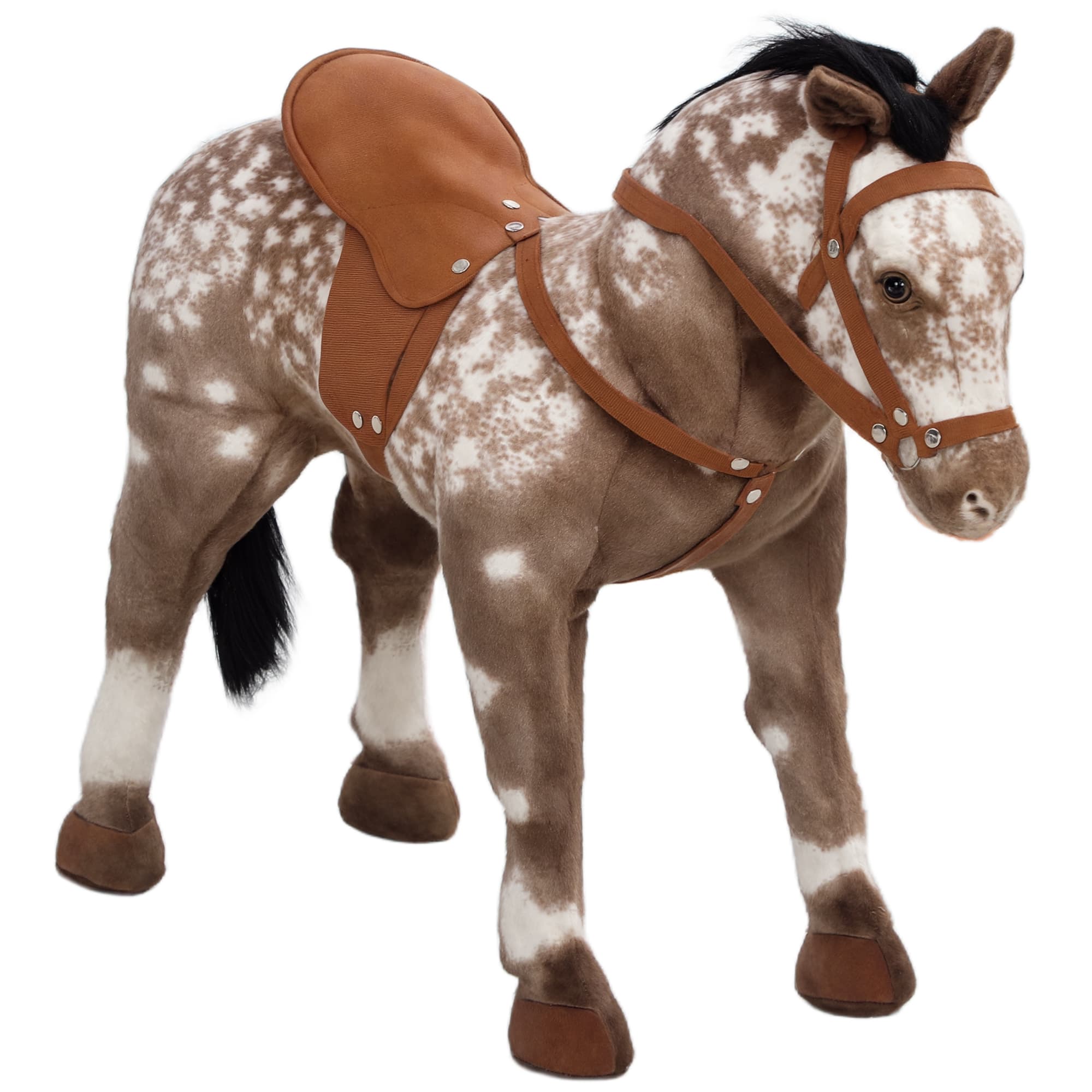 Front. Qaba - Ride on Horse, Riding Horse with Neighing Sound, Saddle, Ride on Animal for Kids, 3-8 Years Old.