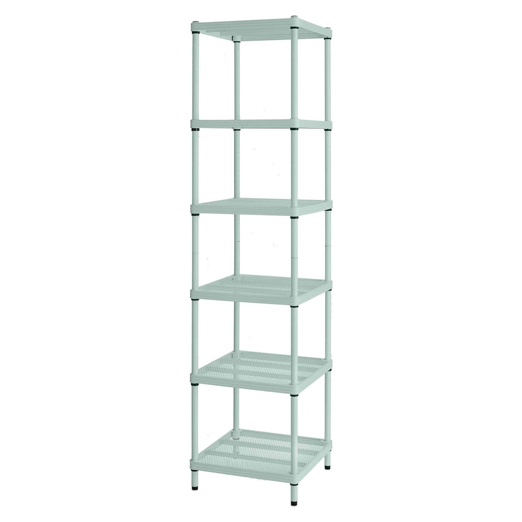 Front. Design Ideas - Design Ideas MeshWorks 6 Tier Tower Metal Storage Shelving Unit Rack, Green - Sage Green.
